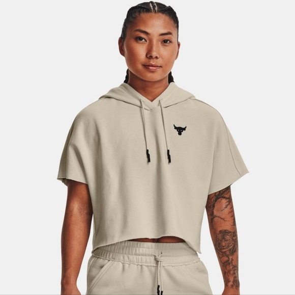 Under Armour Women's Project Rock Fleece Short Sleeve Hoodie NWT XL - Picture 1 of 13